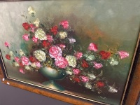 Still Life flowers Painted on board signed Fields - 2