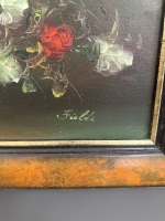 Still Life flowers Painted on board signed Fields - 3