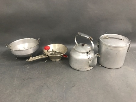 Box Lot of Vintage French Alluminium Cookware