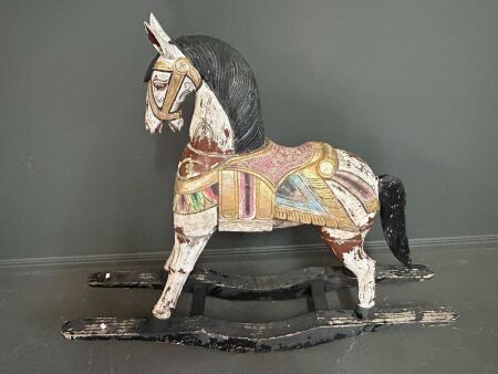 Stunning Hand-painted Vintage Rocking Horse