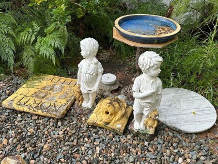 Assorted garden ornaments