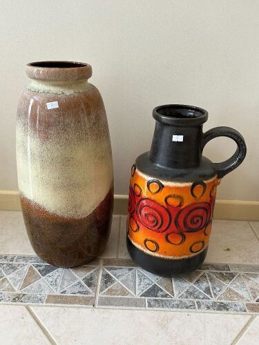 2 West German glazed pottery vases