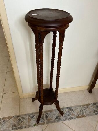 Wooden plant stand with barley twist legs