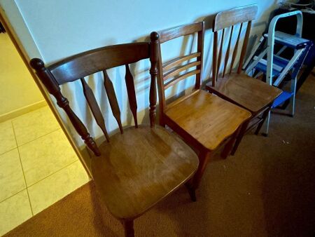 3 vintage wooden chairs