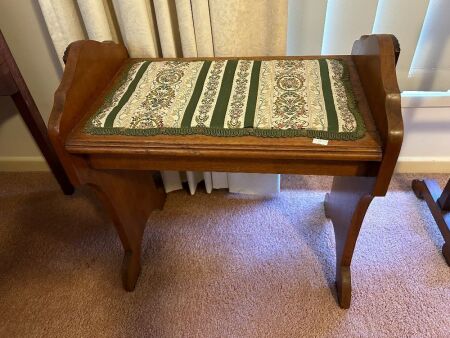 Antique sewing/piano stool with cushioned seat