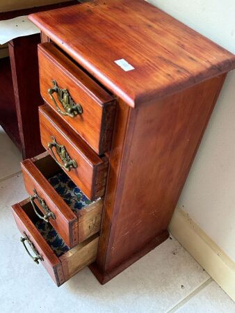 Small table top drawer unit with brass fittings