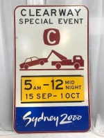 Sydney 2000 Olympics Clearway Sign - 1500mm x 900mm