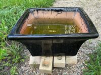 Large glazed stone pot