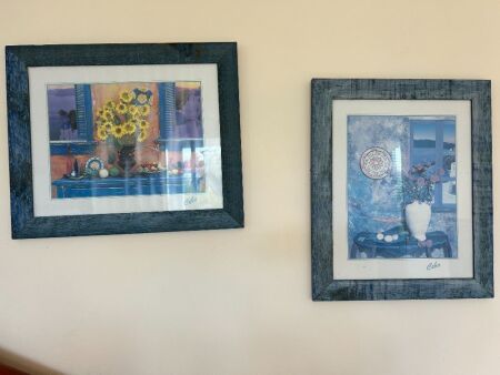 2 framed Mediterranean style prints