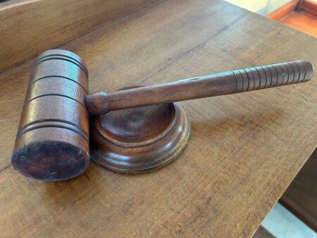 Wooden gavel and block