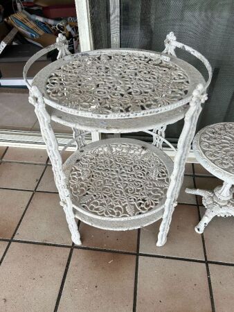 2-tiered cast alloy plant stand - needs repair