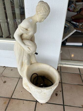 Concrete lady water feature with submersible pump