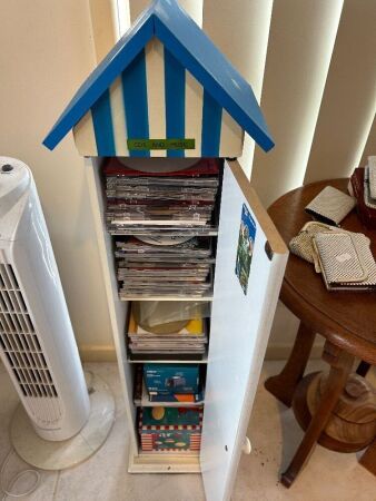 Blue and White House shaped CD stacker