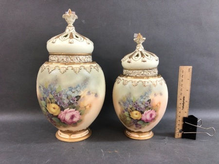 Pair of Ceramic Pot Pourri Jars Unmarked
