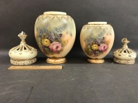 Pair of Ceramic Pot Pourri Jars Unmarked - 2