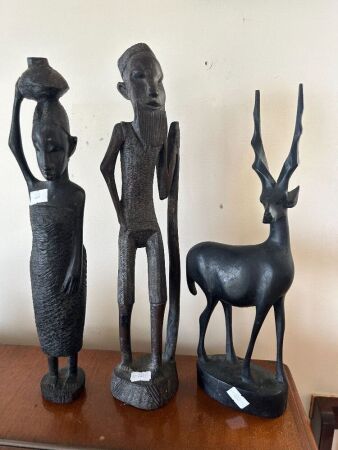 3 wooden African statues