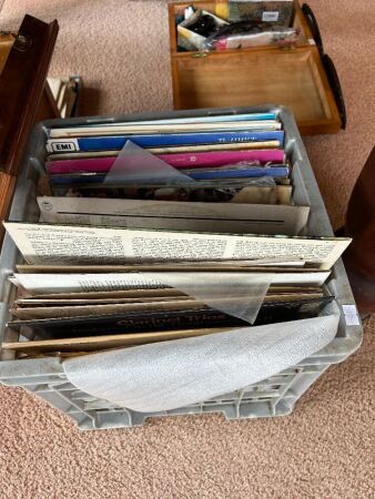 Crate of assorted records