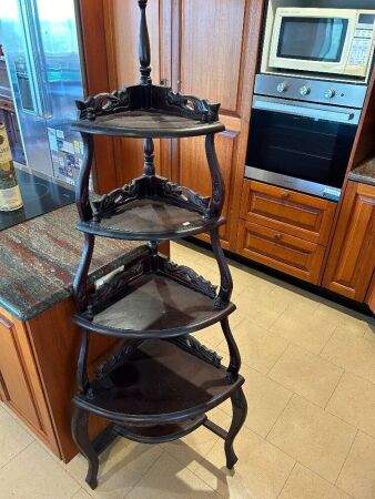 Tall 5-tier vintage corner wotnot