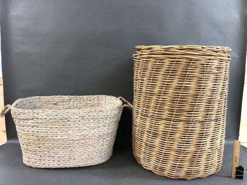 Wicker Laundry Basket + Seagrass 2 Handled Basket