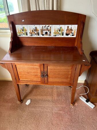 Vintage washstand with tile back