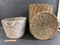 Wicker Laundry Basket + Seagrass 2 Handled Basket - 2