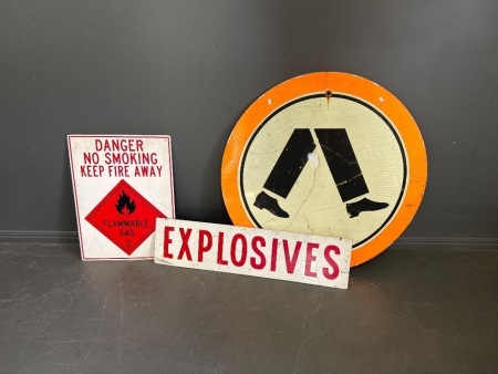Crossing Sign, Explosives Sign & Danger Sign