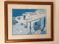 Mediterranean scene framed art - signed