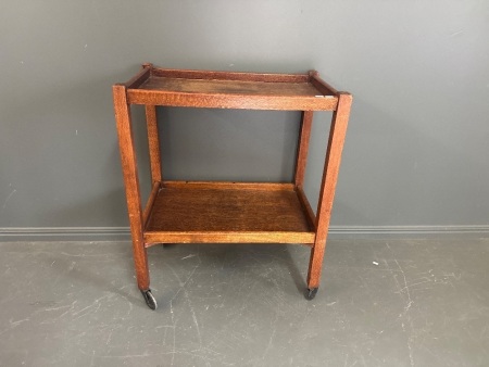 Mid Century Wooden Tea Trolley on Casters