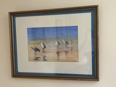 Framed watercolour -Seagulls- signed D Blyth