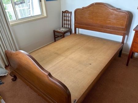 Vintage wooden double bed and setting