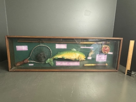 Vintage Diarama depicting Trout fly fishing
