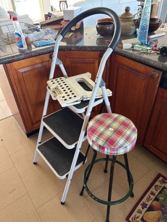 Household step ladder with step stool + kitchen stool