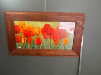 Marianne Bernhardt Tulips Oil Print signed in solid timber frame - 2