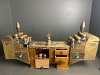 Elaborate Ornate Copper Middle Eastern Shoe Shine Station with all accesories - 8