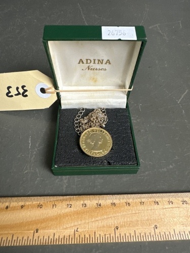 1964 Australian Half Penny Gold Plated Necklace