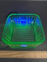 Square Uranium Glass Butter Dish with Lid - 2