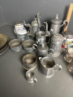 Large Lot of Quality Pewter, Steins, Copper and Metalware - 2