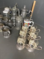 Large Lot of Quality Pewter, Steins, Copper and Metalware - 3