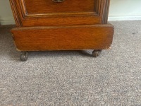 Victorian English Oak Double Pedestal Writing Desk 9 Drawers w. green Tooled Leather Top on Castors - 4