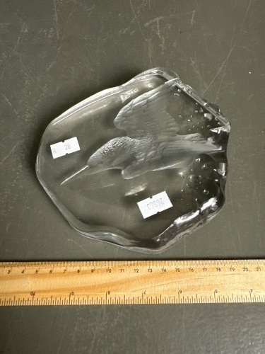 Glass Paperweight of Kingfisher signature etched to side