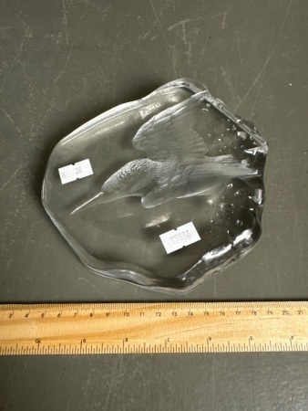 Glass Paperweight of Kingfisher signature etched to side
