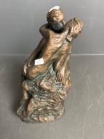 Bronzed Chalkware Sculpture of Lovers by Marwal (stamped back) app 300 x 150 - 2