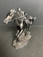 Resin Sculpture Horse & Jockey Racing - 2