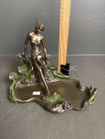 Bronzed Resin Sculpture of Nymph at Pond