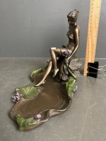 Bronzed Resin Sculpture of Nymph at Pond - 2