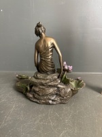 Bronzed Resin Sculpture of Nymph at Pond - 3