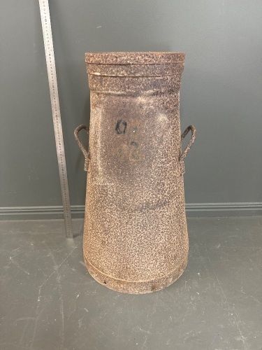 Rare 1920s conical railway milk churn from Gympie - Fantastic historical decorator piece - app 700 H - rust holes in the bottom