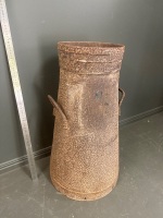 Rare 1920s conical railway milk churn from Gympie - Fantastic historical decorator piece - app 700 H - rust holes in the bottom - 2