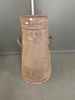 Rare 1920s conical railway milk churn from Gympie - Fantastic historical decorator piece - app 700 H - rust holes in the bottom - 3