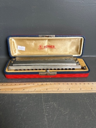 Original Hohner Germany 64 Chromonica Professional Model Harmonica in Case